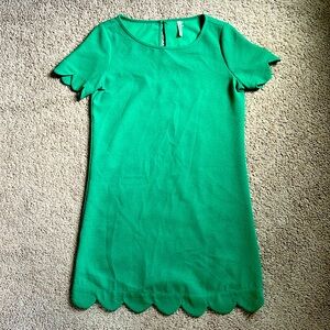 Green scalloped dress size small
